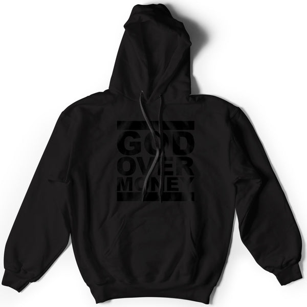 God Over Money Hoodie Black on Black